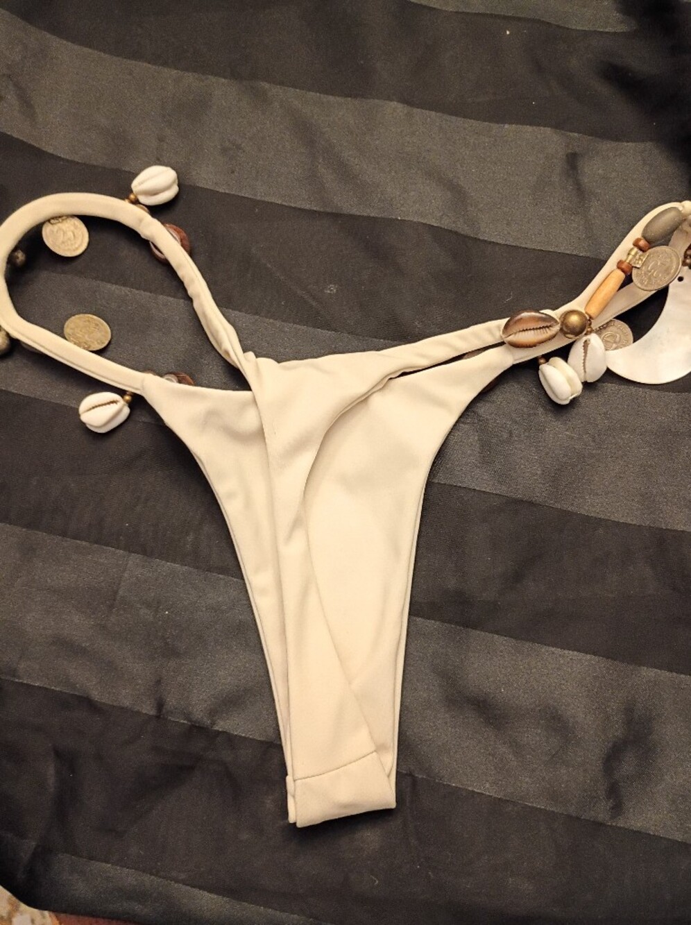 Andi Bagus Salma Beige Beaded Shell Triangle Bikini Set - Women Swim - Picture 5 of 6